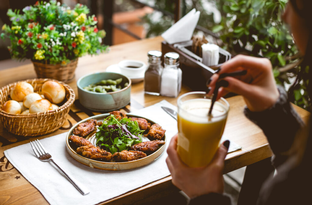 Woman eating food & drink